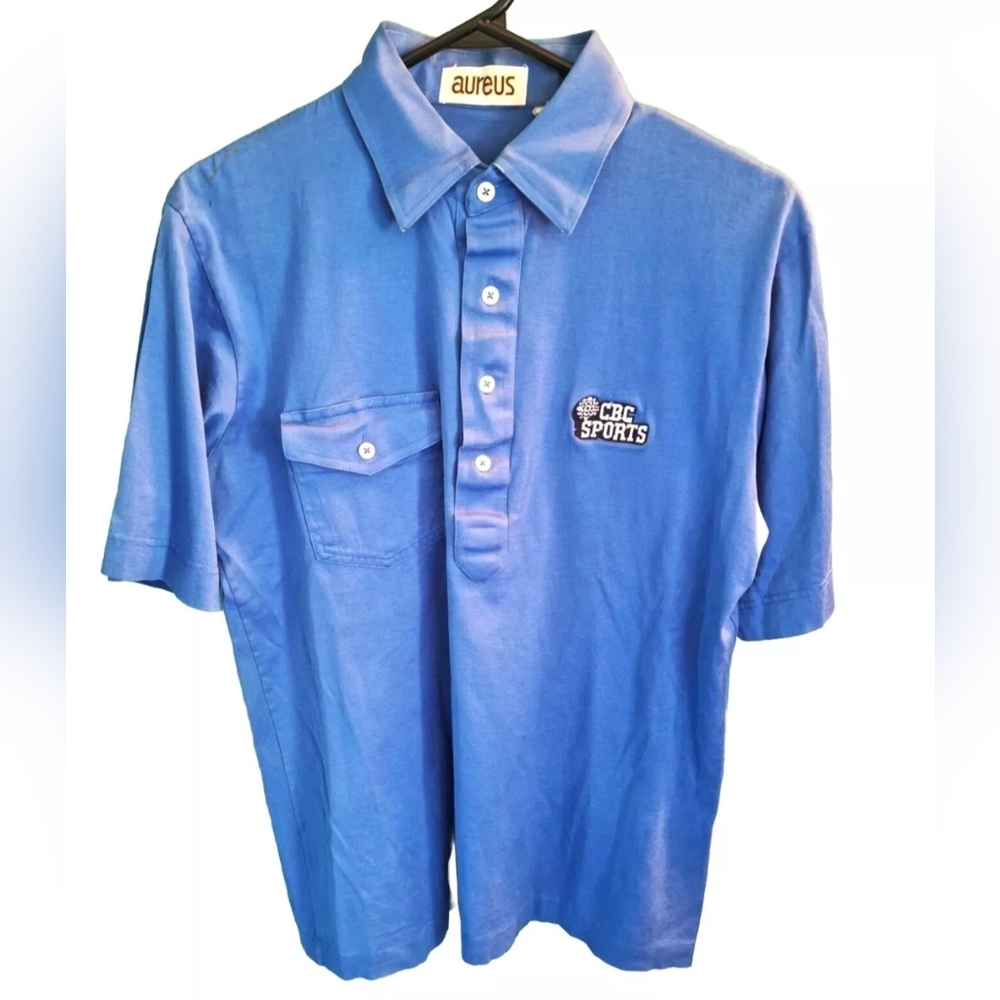 Vintage CBC TELEVISION SPORTS Short Sleeve MEDIA POLO SHIRT